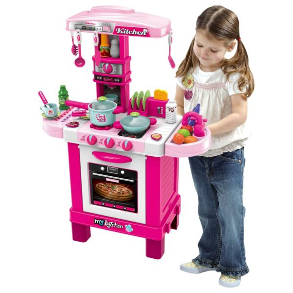 Roze Speelkeuken - Compact - Inclusief Speelgoedvoedsel - Afbeelding 4