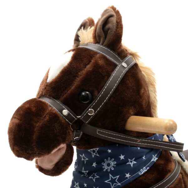 Schommelpaard Pluchen Bruin met Sterren - Houten Basis