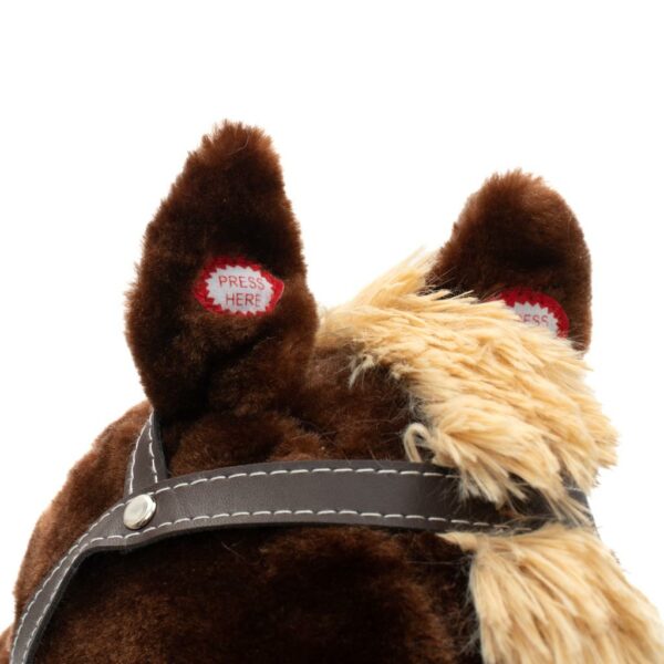 Schommelpaard Pluchen Bruin met Sterren - Houten Basis - Afbeelding 4