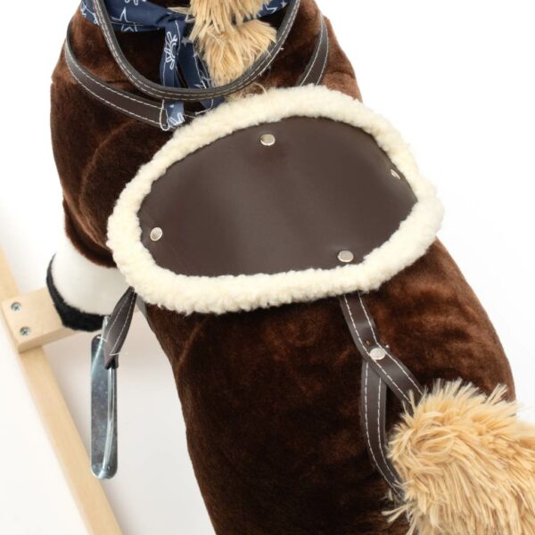 Schommelpaard Pluchen Bruin met Sterren - Houten Basis - Afbeelding 5