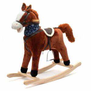 Hobbelpaard Pluche Bruin met Witte Bles en Zadel