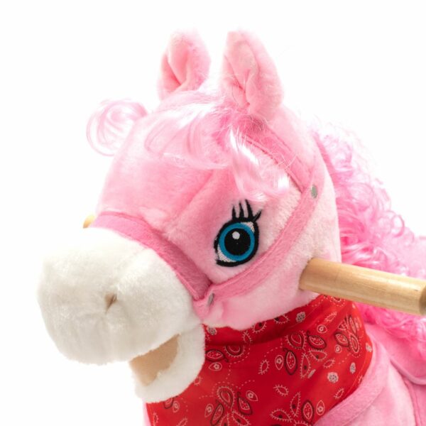 Schommelpaard Roze Pluche met Melodie en Zadel