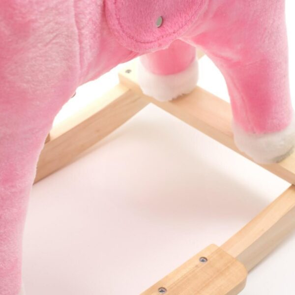 Schommelpaard Roze Pluche met Melodie en Zadel - Afbeelding 3