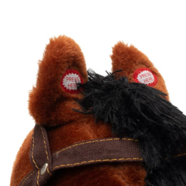 Schommelpaard Bruin-Wit Pluche met Zadel en Teugels - Afbeelding 3