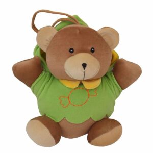 Pluche Teddybeer Bruin met Groene Outfit - Knuffel