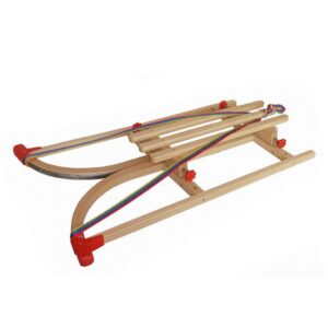 Opvouwbare houten slee 100 cm met trekkoord en glijders
