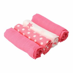 Katoenen Luiers 70x70 cm - 4 Stuks - Roze met Stippen