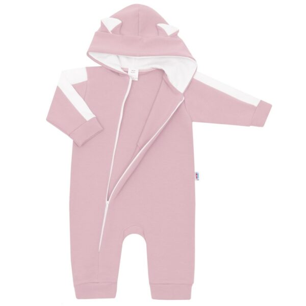 Baby jumpsuit - Roze met capuchon - Rits aan de voorkant