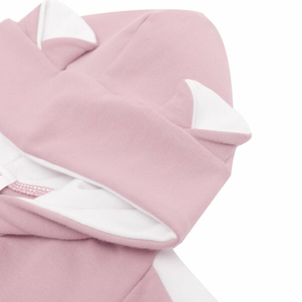Baby jumpsuit - Roze met capuchon - Rits aan de voorkant - Afbeelding 2
