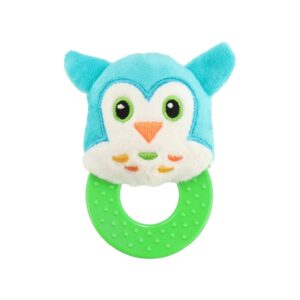 Rammelaar Pluche Uil met Bijtring - Baby Speelgoed