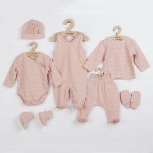 Babykleding - 7-delige set - Roze - 100% katoen - Muts