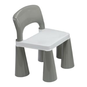 Kindermeubelset - Tafel en Stoelen - Wit met Grijs