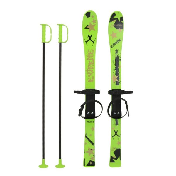 Kinder Ski Set 90 cm – Groen – Met Stokken & Binding – Vanaf 3 Jaar – Tot 30 kg