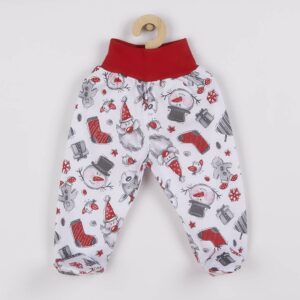 Babybroekje - Maat 74 (6-9 maanden) - Katoen - Kerstmotief met sneeuwpoppen en cadeautjes