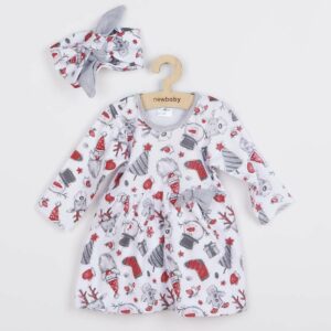 Baby Kleding - Jurk met Haarband - Lange Mouwen - Kerstprint