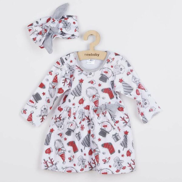Baby Kleding - Jurk met Haarband - Lange Mouwen - Kerstprint