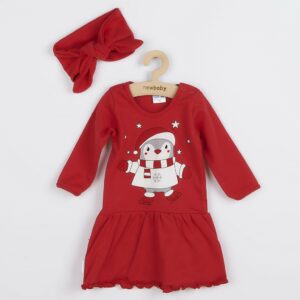 Babyjurk - Rood - Pinguïn - Haarband - Maat 86 (12-18 maanden)