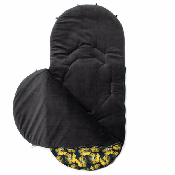 Winter voetenzak geel voor buggy met fleece en rits