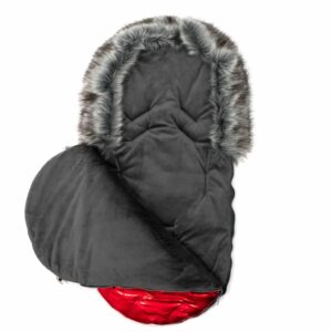 Rode Suède winter voetenzak voor buggy bont en fleece