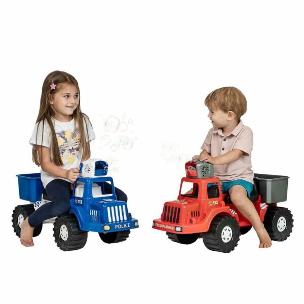 Politie loopauto met bellenblaas - 70 cm blauw - Afbeelding 4