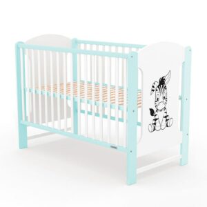 Ledikant Zebra Wit met Mint - Babybedje met Dierenprint