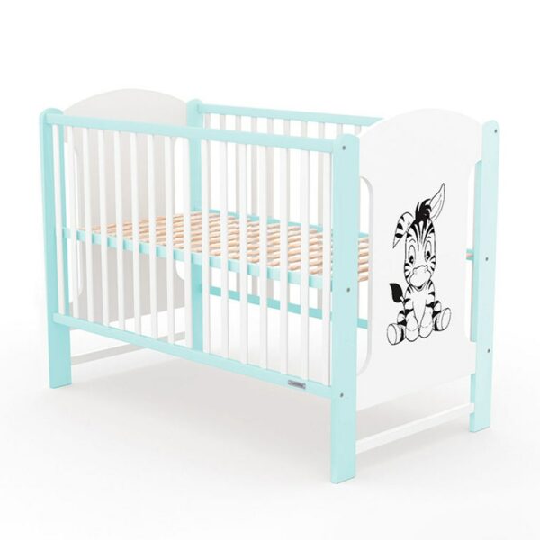 Ledikant Zebra Wit met Mint - Babybedje met Dierenprint