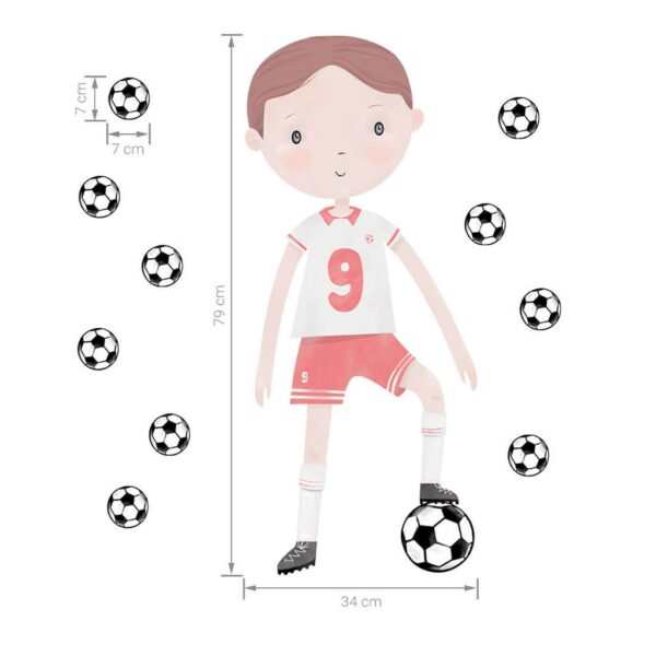 Voetballer muurstickers - 85 x 60 cm - kinderkamer - Afbeelding 5