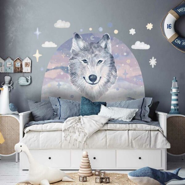 Wolf muurstickers - 90 x 70 cm - Kinderkamer decoratie - Afbeelding 2