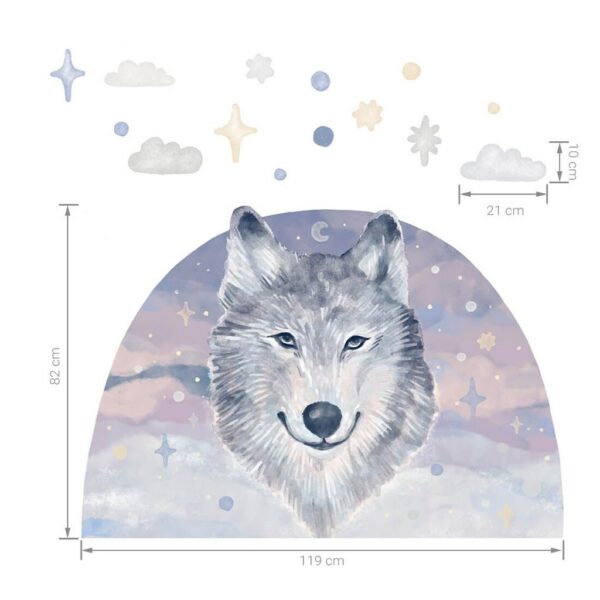 Wolf muurstickers - 90 x 70 cm - Kinderkamer decoratie - Afbeelding 5