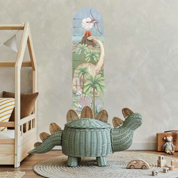 Groeimeter muursticker dino 42 x 147 cm voor kinderkamer - Afbeelding 2