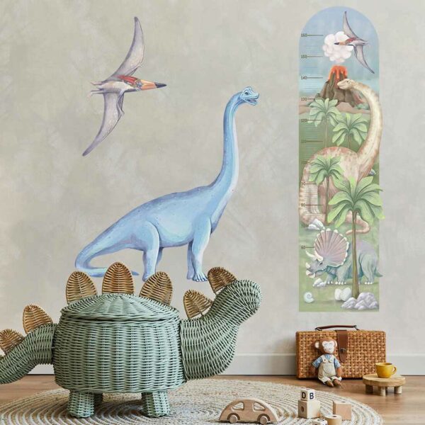 Groeimeter muursticker dino 42 x 147 cm voor kinderkamer - Afbeelding 4
