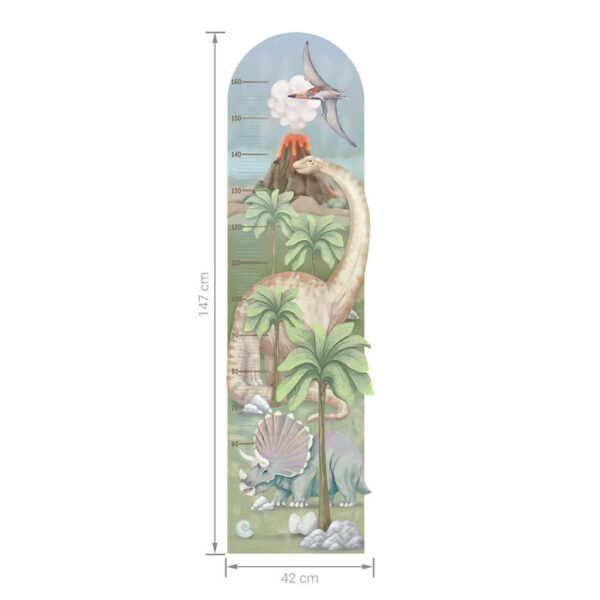 Groeimeter muursticker dino 42 x 147 cm voor kinderkamer - Afbeelding 5