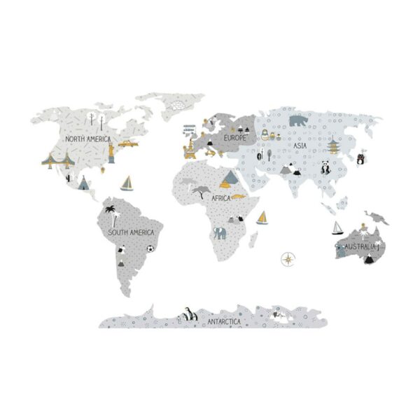 Wereldkaart muurstickers S - 90 x 60 cm - educatief - Afbeelding 2