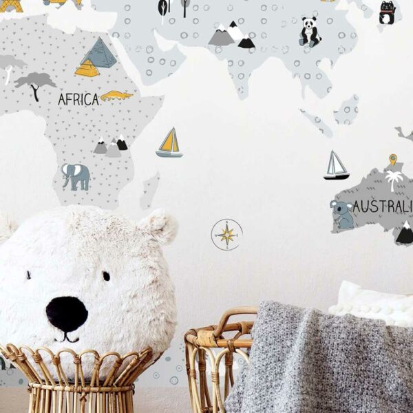 Wereldkaart muurstickers S - 90 x 60 cm - educatief - Afbeelding 3