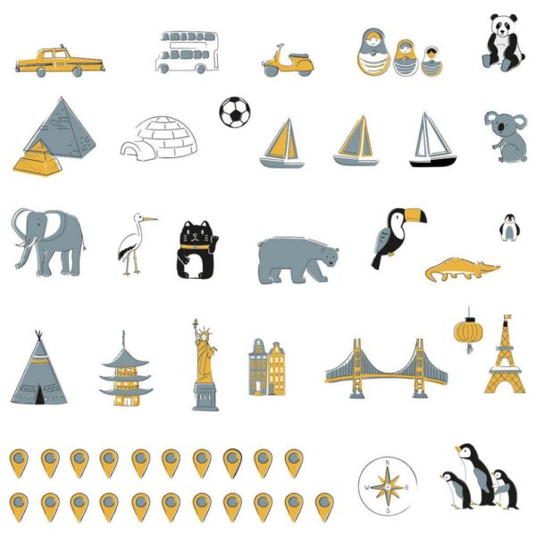 Wereldkaart muurstickers S - 90 x 60 cm - educatief - Afbeelding 4