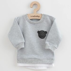 Babykleding - 2-delige set - Grijze trui met teddybeer