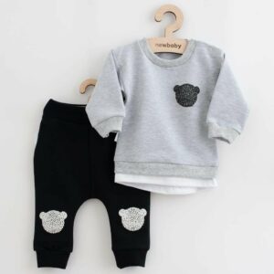 Baby Kleding - 2-Delige Set - Grijze Sweater met Beertjesembleem