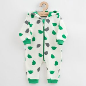 Baby Jumpsuit - Capuchon - Berenpatroon - Volle rits - Maat 62 (3-6 maanden)