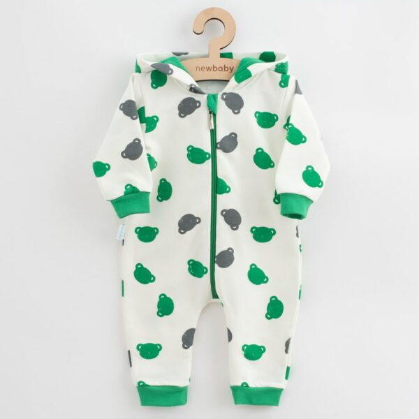 Baby Jumpsuit - Capuchon - Berenpatroon - Volle rits - Maat 62 (3-6 maanden)