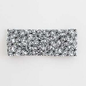 Hoofdband - Zwart-wit bloemenpatroon - Knoop aan de voorkant