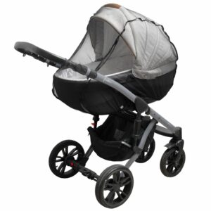 Luxe Muggennet met Rits voor Kinderwagen - Zwart