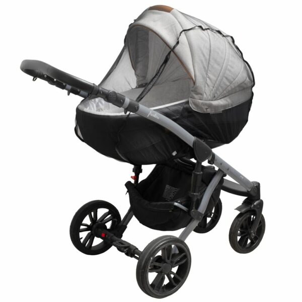 Luxe Muggennet met Rits voor Kinderwagen - Zwart