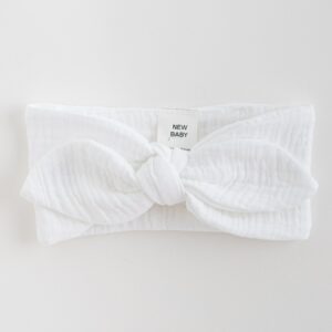 Hoofdband - Katoen - Wit - Strik - Universele maat - Babyaccessoire
