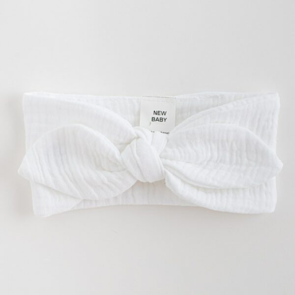 Hoofdband - Katoen - Wit - Strik - Universele maat - Babyaccessoire