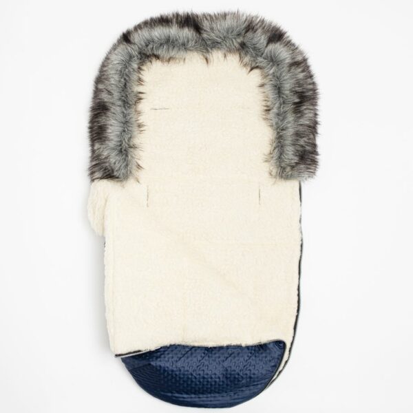 Luxe blauwe voetenzak met capuchon en fleece