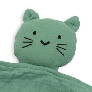 Knuffeldoekje Groene Kat - Superzacht en Geborduurd