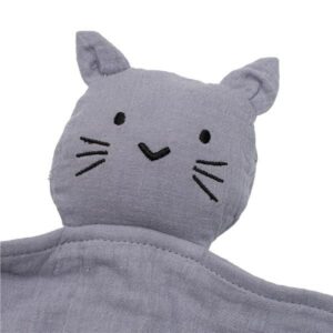 Knuffeldoekje kat grijs - muslin speelgoed zacht