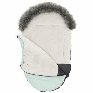 Voetenzak Groen - Fleece met bontkraag en gordel