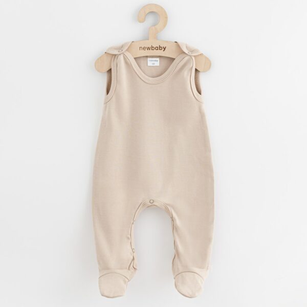 baby romper - maat 50 - licht beige - met voethoesjes - schouderknopen