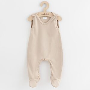 baby romper - lichtbeige - maat 56 (0-3 maanden) - voetjes en schouderknopen
